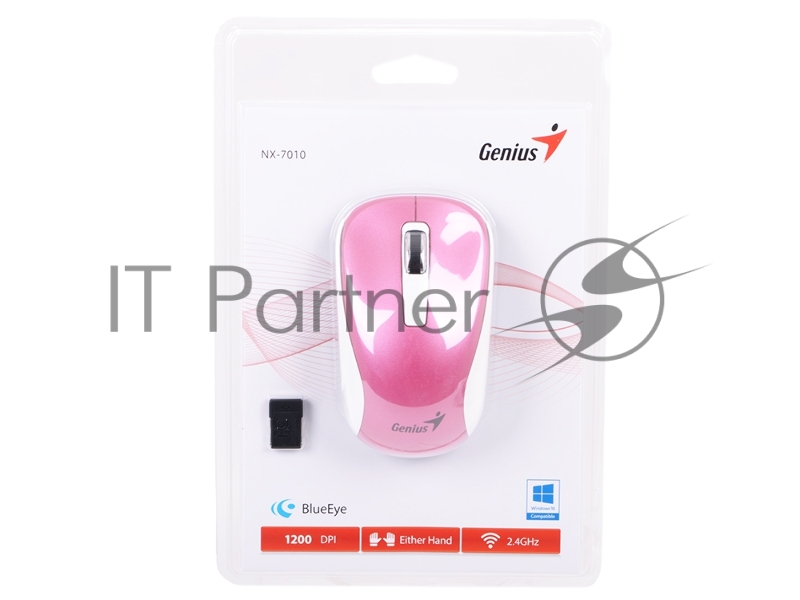 Мышь Genius беспроводная NX-7010 (малиновый металлик, BlueEye 1200dpi)
