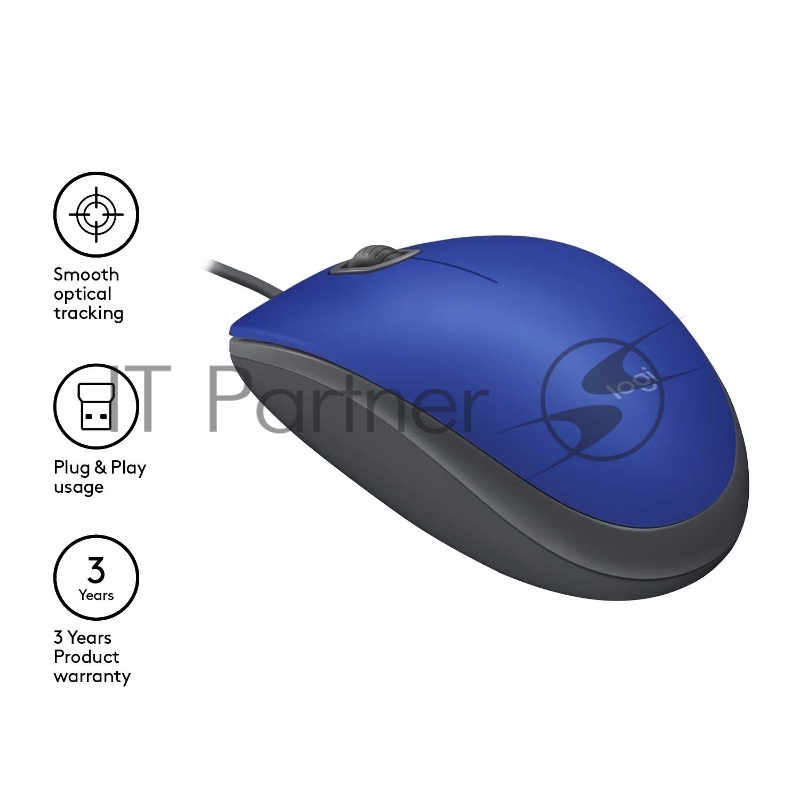 Мышь Logitech Mouse M110 Silent USB Blue Ret