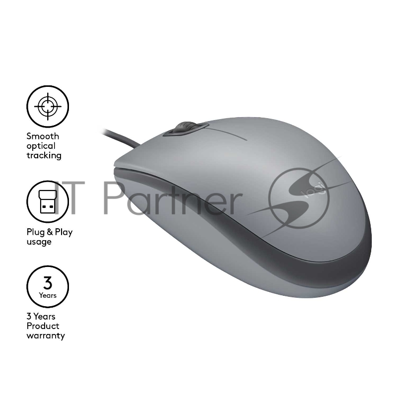 Мышь Logitech Mouse M110 Silent USB Mid Grey Ret