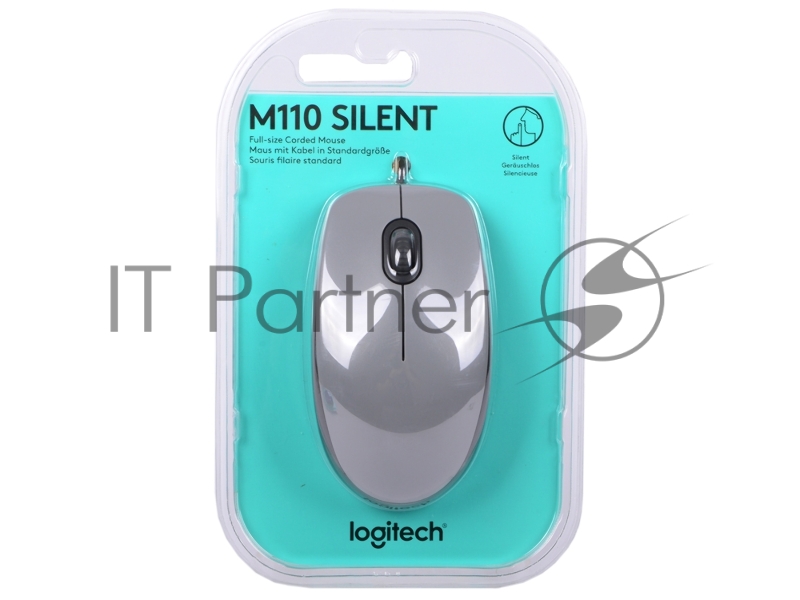 Мышь Logitech Mouse M110 Silent USB Mid Grey Ret