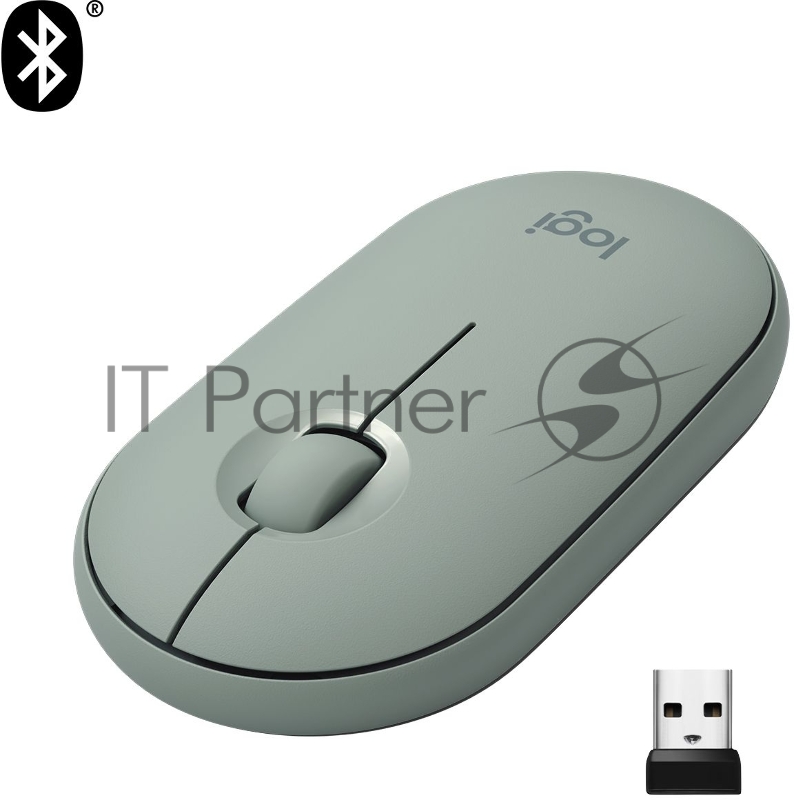 Мышь Logitech (910-005720) Wireless Mouse Pebble M350 EUCALYPTUS беспроводная эвкалиптово-зеленая