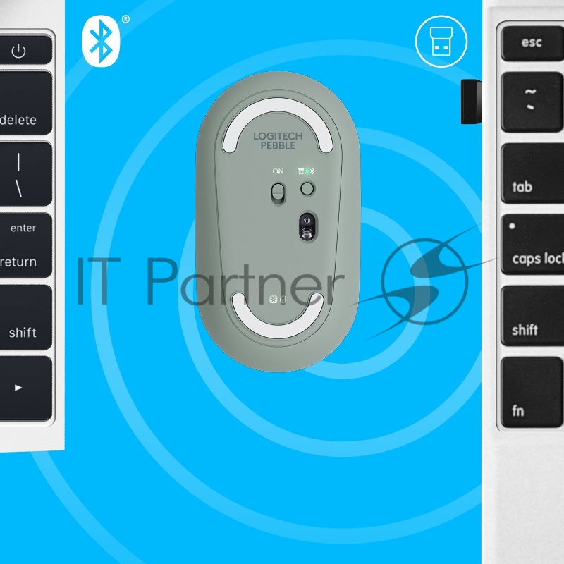 Мышь Logitech (910-005720) Wireless Mouse Pebble M350 EUCALYPTUS беспроводная эвкалиптово-зеленая