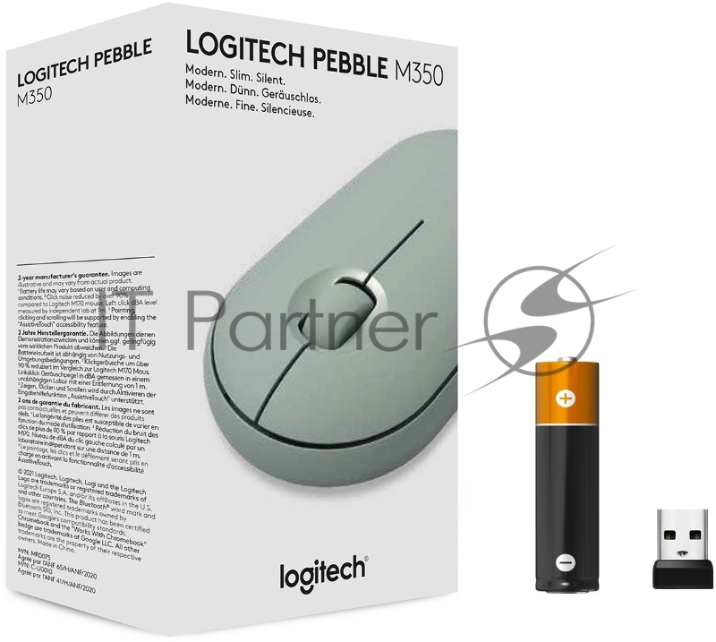 Мышь Logitech (910-005720) Wireless Mouse Pebble M350 EUCALYPTUS беспроводная эвкалиптово-зеленая