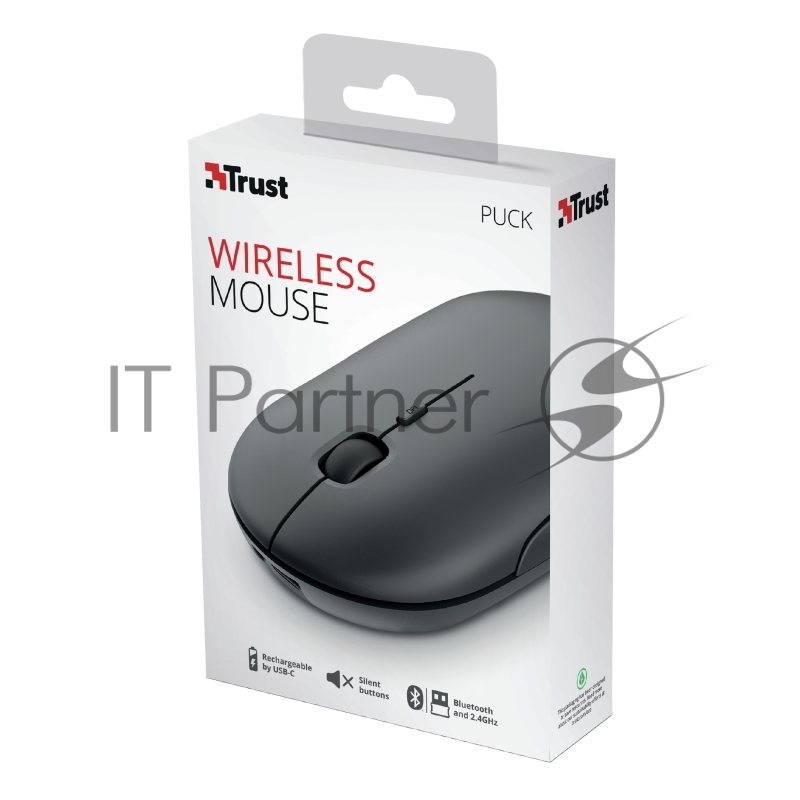 Мышь беспроводная Trust 24059 сверхтонкая аккумуляторная PUCK черная
