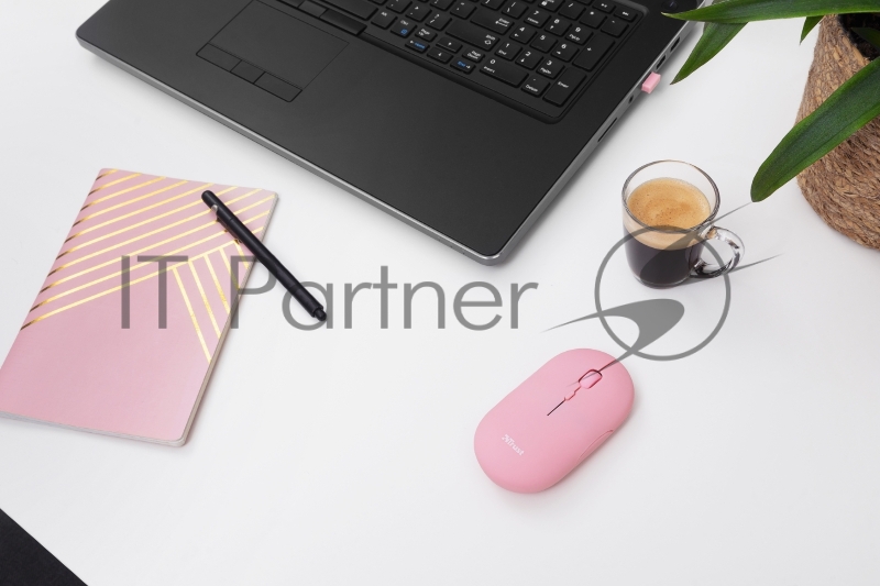 Мышь беспроводная Trust 24125 сверхтонкая аккумуляторная PUCK розовая