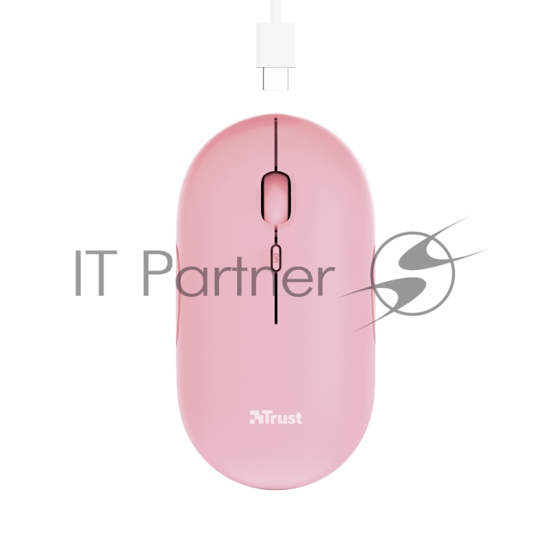 Мышь беспроводная Trust 24125 сверхтонкая аккумуляторная PUCK розовая