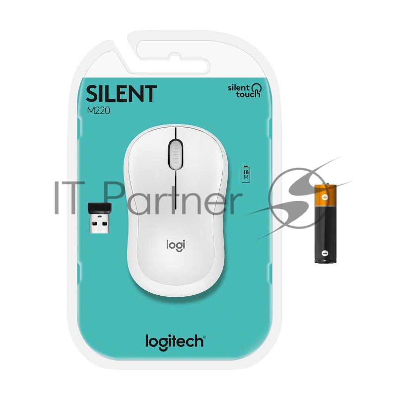 Мышь Logitech Silent M220-OFFWHITE белый оптическая (1000dpi) silent беспроводная BT/Radio USB для ноутбука (3but)
