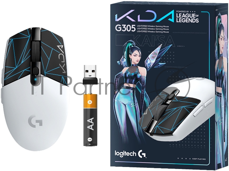 Мышь Logitech G305 белый/черный оптическая (12000dpi) беспроводная USB (5but)