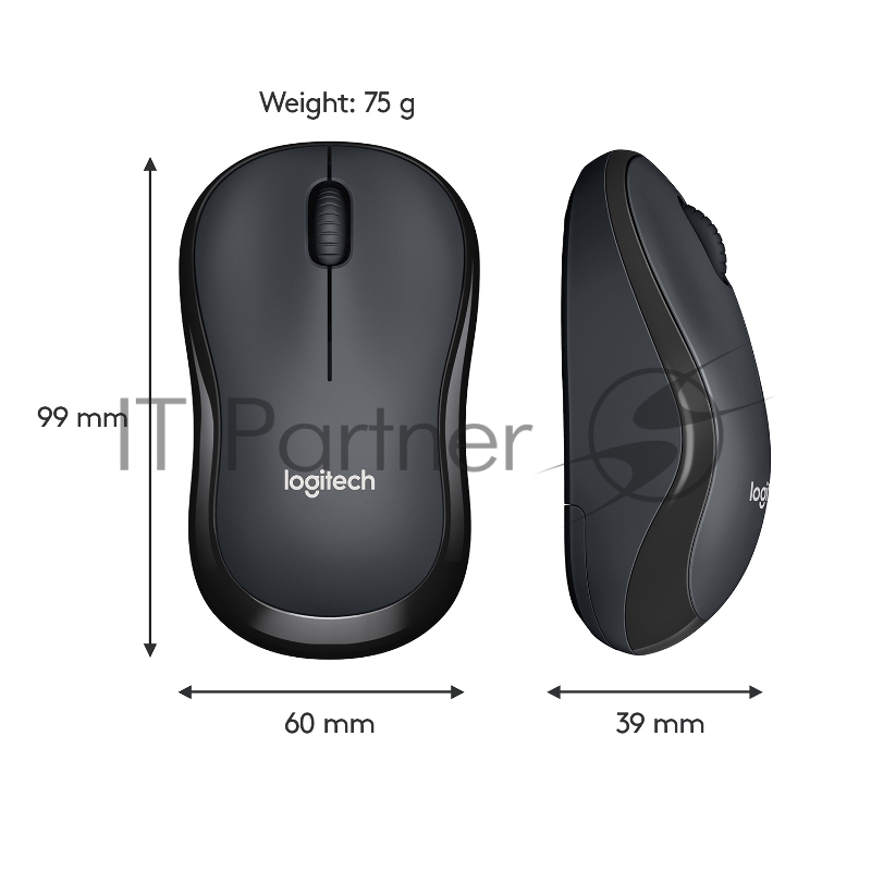 Мышь Logitech Wireless Mouse M221 SILENT CHARCOAL, оптическая (1000dpi) silent беспроводная USB для ноутбука (3but)