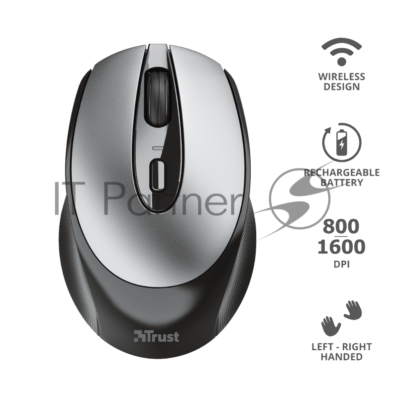 Мышь беспроводная Trust ZAYA WRL RCHRGABLE MOUSE BLK