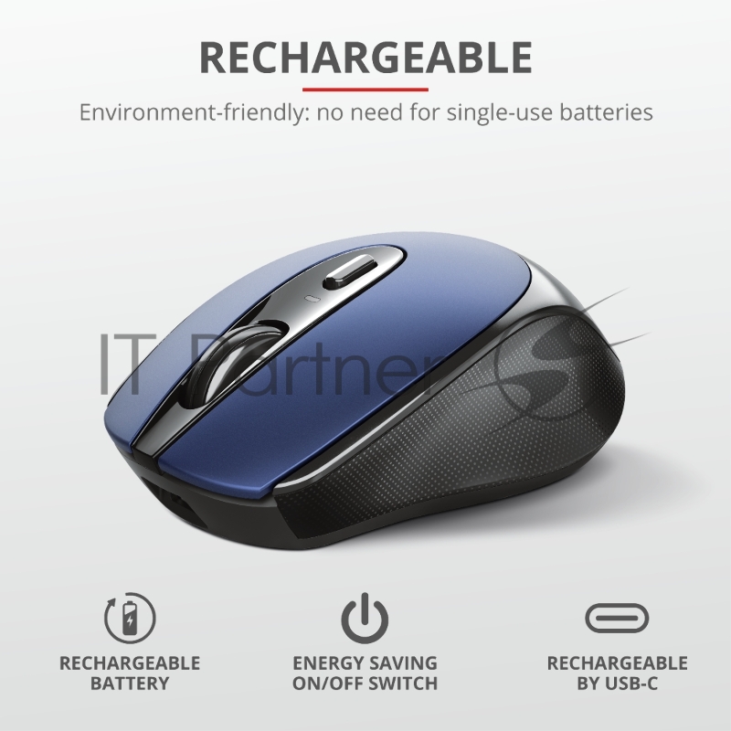 Мышь беспроводная Trust ZAYA WRL RCHRGABLE MOUSE BLU