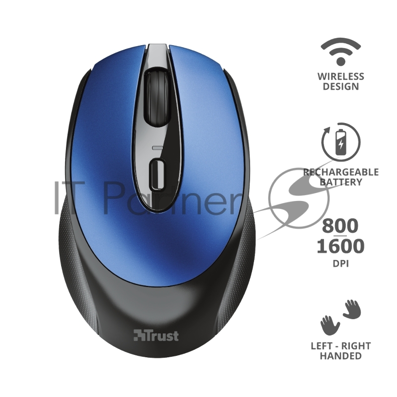 Мышь беспроводная Trust ZAYA WRL RCHRGABLE MOUSE BLU