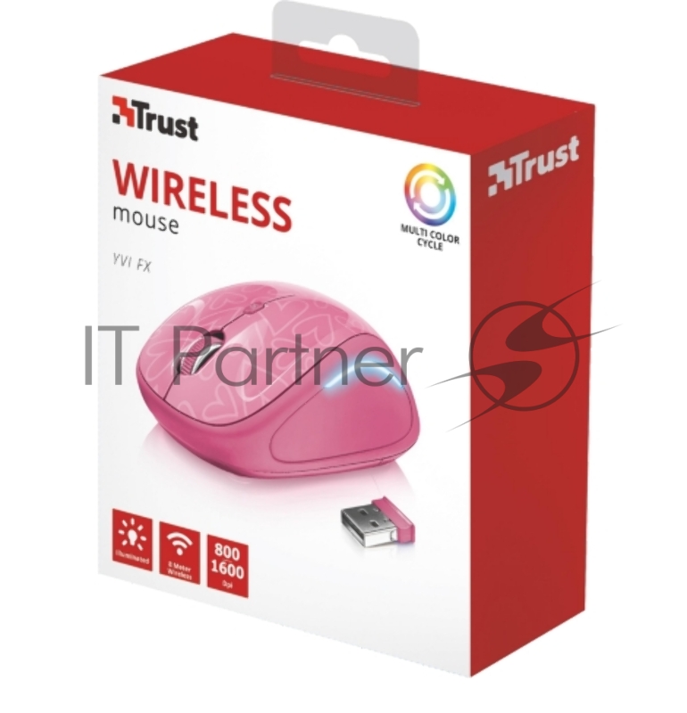 Мышь беспроводная Trust YVI FX WIRELESS MOUSE PINK