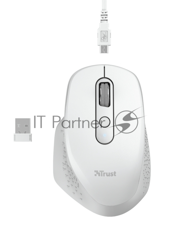 Мышь беспроводная Trust OZAA RECHARGEABLE MOUSE WHITE