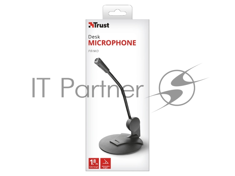 Микрофон TRUST PRIMO (настольный микрофон,Кабель 1,8м,3,5 мм,Регулируемый угол)