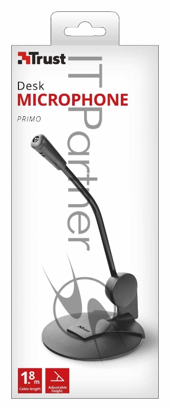 Микрофон TRUST PRIMO (настольный микрофон,Кабель 1,8м,3,5 мм,Регулируемый угол)