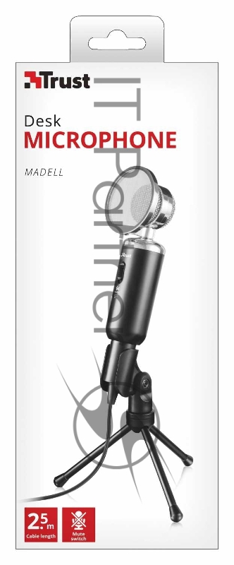 Микрофон TRUST Madell Desk (стрим,винтажнстиль,штатив,поп наклона,отключение звука,Кабель2,5м,3,5 мм)