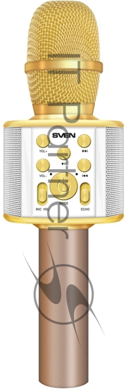 Микрофон для караоке SVEN MK-950, белый-золотой (6 Вт, Bluetooth, microSD, 1200мА*ч)