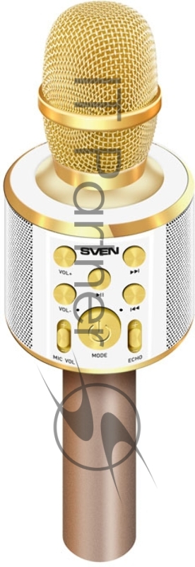 Микрофон для караоке SVEN MK-950, белый-золотой (6 Вт, Bluetooth, microSD, 1200мА*ч)
