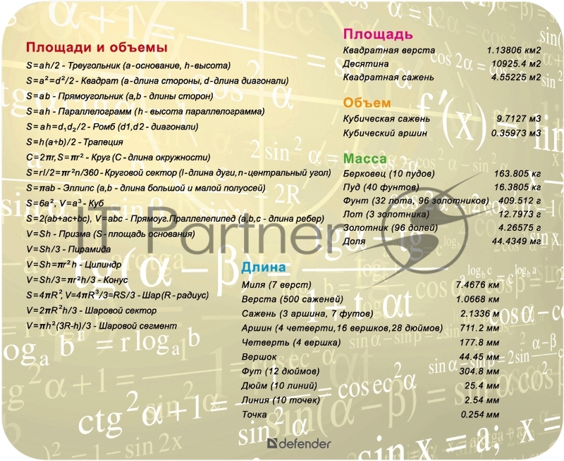 Коврик Defender School 240x190x0,4 мм ультратонкий с полезными принтами (ассорти) 50305