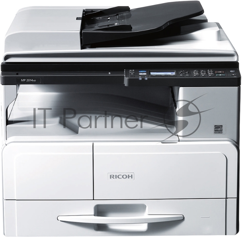 МФУ Ricoh MP 2014AD (912356/417378), лазерный принтер/сканер/копир A3, 20 стр/мин, 600x600 dpi, 256 Мб, ADF, дуплекс, подача: 350 лист., вывод: 250 лист., USB, ЖК-панель (Старт.тонер 4000 стр. Запуск специалистом АСЦ)