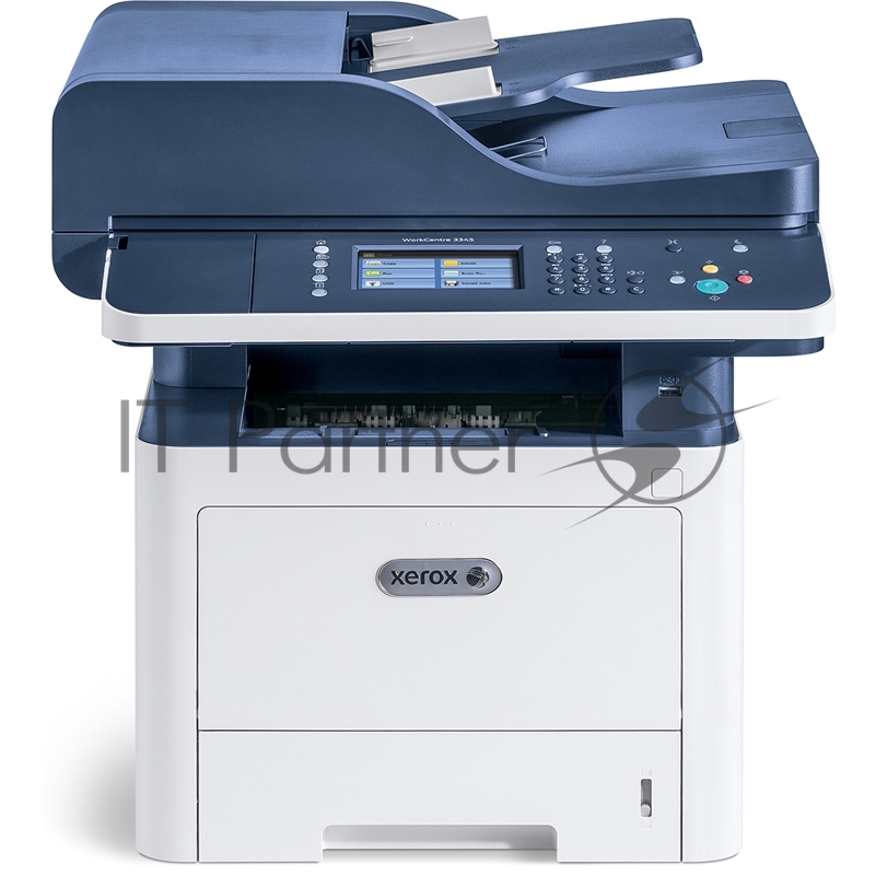 МФУ Xerox WorkCentre 3345DNI (WC3345DNI#), лазерный принтер/сканер/копир/факс A4, 42 стр/мин, до 80K стр/мес, 1.5Gb/USB, Ethernet, WiFi, Duplex) белый/синий (Channels)