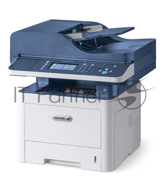 МФУ Xerox WorkCentre 3345DNI (WC3345DNI#), лазерный принтер/сканер/копир/факс A4, 42 стр/мин, до 80K стр/мес, 1.5Gb/USB, Ethernet, WiFi, Duplex) белый/синий (Channels)