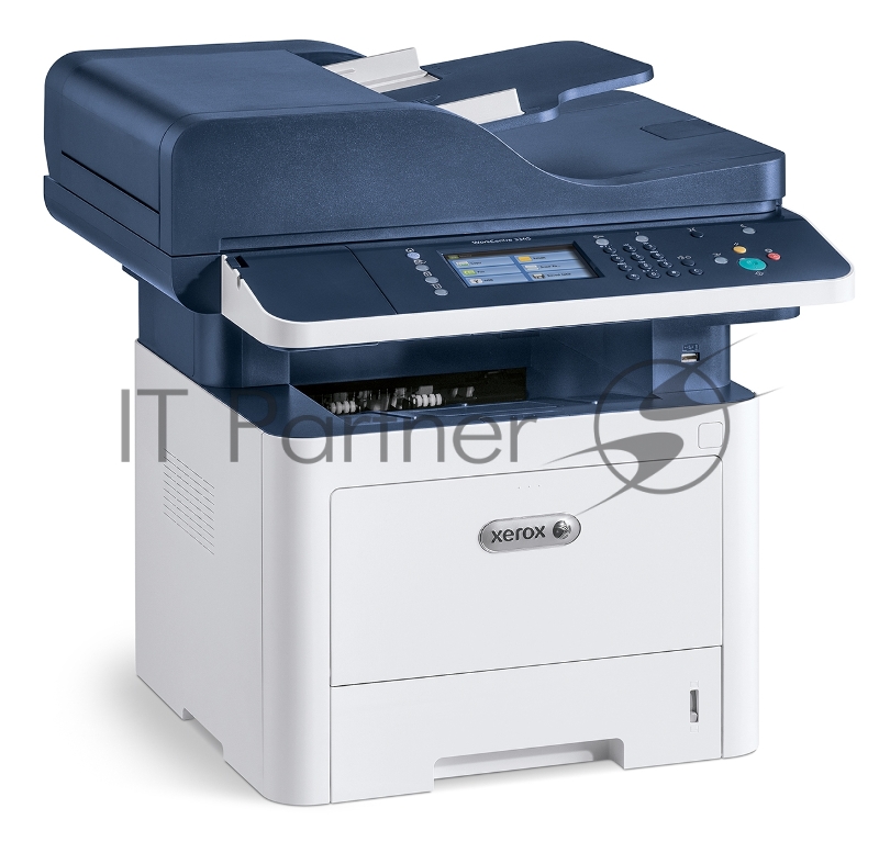 МФУ Xerox WorkCentre 3345DNI (WC3345DNI#), лазерный принтер/сканер/копир/факс A4, 42 стр/мин, до 80K стр/мес, 1.5Gb/USB, Ethernet, WiFi, Duplex) белый/синий (Channels)
