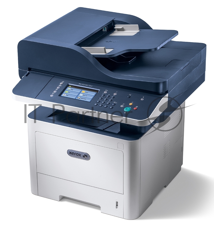 МФУ Xerox WorkCentre 3345DNI (WC3345DNI#), лазерный принтер/сканер/копир/факс A4, 42 стр/мин, до 80K стр/мес, 1.5Gb/USB, Ethernet, WiFi, Duplex) белый/синий (Channels)