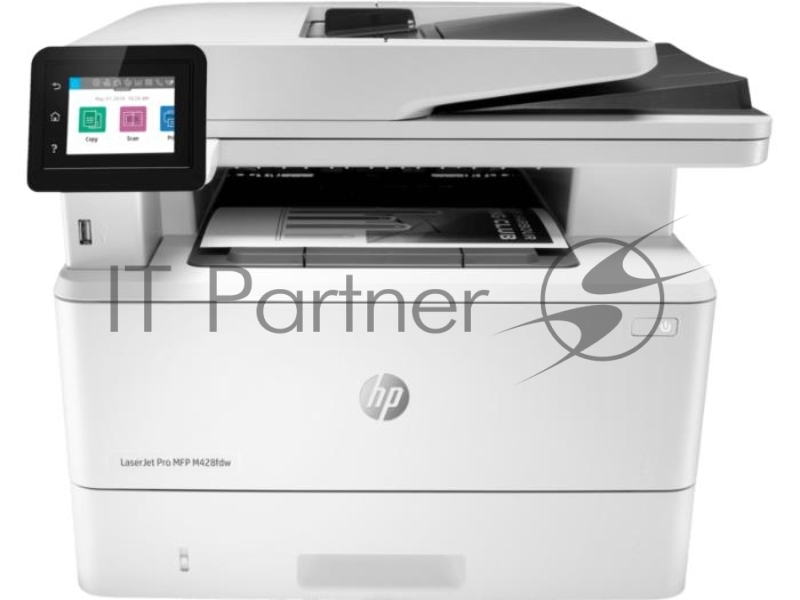 МФУ лазерный, HP LaserJet Pro MFP M428fdw (W1A30A), принтер/сканер/копир, {p/c/s/f,A4,600x600dpi,up to 4800x600,256Mb,Duplex,2 trays 100+250,ADF 50,USB2.0+Walk-Up/GigEth/WiFi/ warr}