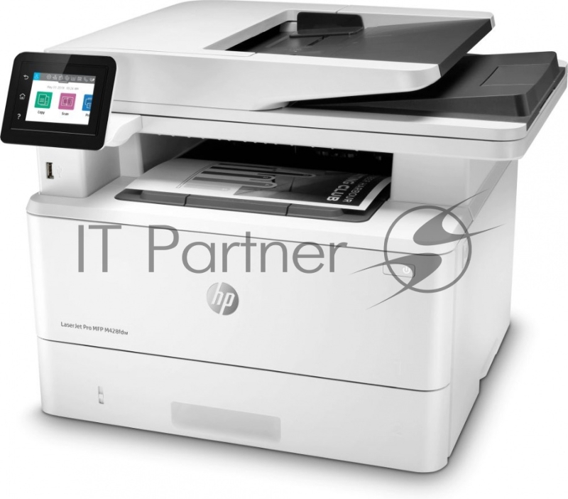 МФУ лазерный, HP LaserJet Pro MFP M428fdw (W1A30A), принтер/сканер/копир, {p/c/s/f,A4,600x600dpi,up to 4800x600,256Mb,Duplex,2 trays 100+250,ADF 50,USB2.0+Walk-Up/GigEth/WiFi/ warr}