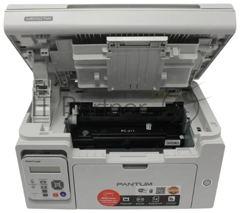 МФУ лазерный Pantum M6507W A4 WiFi серый (лазерное, ч.б., копир/принтер/сканер, 22 стр/мин, 1200×1200 dpi, 128Мб RAM, лоток 150 стр, Wi-|Fi, USB, серый корпус