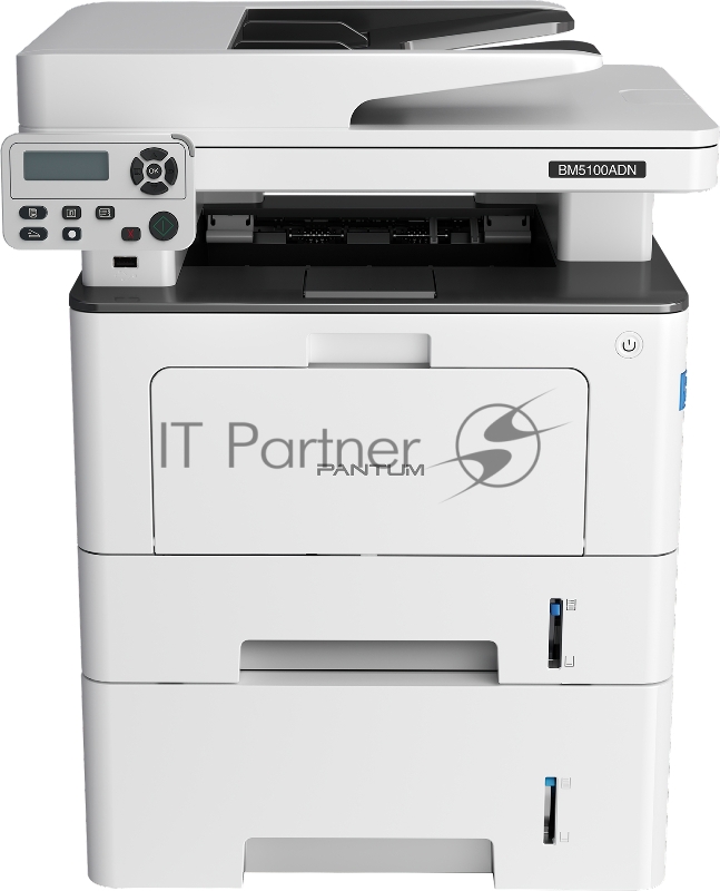 МФУ лазерное Pantum BM5100ADN (принтер/сканер/копир, A4, 40 ppm, 1200x1200 dpi, 512 MB RAM, Duplex, ADF50, paper tray 250 pages, USB, LAN, start. cartridge 3000 pages)