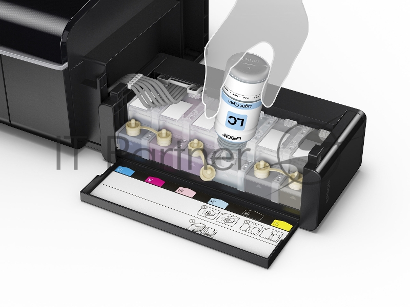 Принтер Epson L805, 6-цветный струйный СНПЧ A4, 37 (38 цв) стр/мин, 5760x1440 dpi, подача: 120 лист., вывод: 50 лист., USB, Wi-Fi, печать фотографий, печать на CD/DVD (старт.чернила - около 1800 фото формата 10×15)