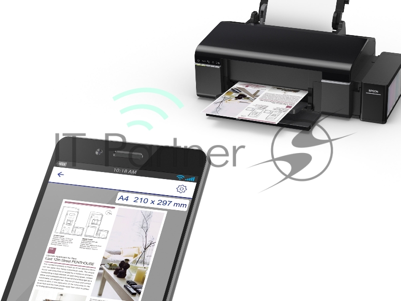 Принтер Epson L805, 6-цветный струйный СНПЧ A4, 37 (38 цв) стр/мин, 5760x1440 dpi, подача: 120 лист., вывод: 50 лист., USB, Wi-Fi, печать фотографий, печать на CD/DVD (старт.чернила - около 1800 фото формата 10×15)