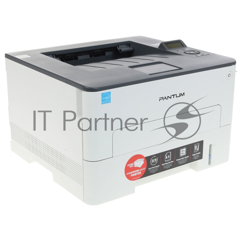 Принтер Pantum P3300DN, лазерный A4, 33 (35 Letter) стр/мин, 1200x1200 dpi, 256Мб, дуплекс, подача: 250+1 лист, вывод 150 лист., PCL5e, PCL6, PS, PDF, Ethernet, USB2.0, 2-строчный ЖК-дисплей, Linux (max 60000 стр/мес. Рек. 250 - 3000 стр/мес. Старт.к