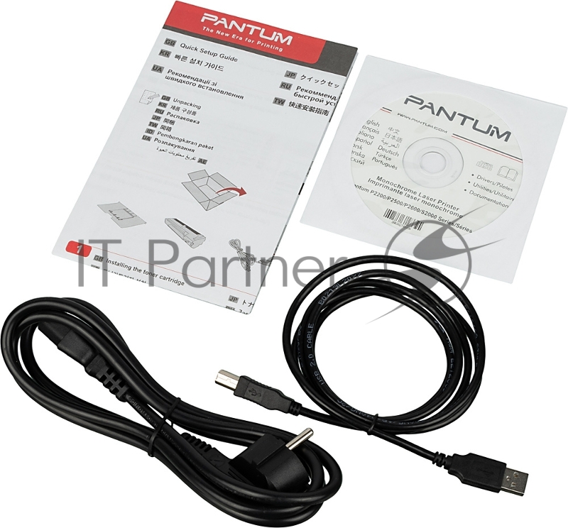 Принтер Pantum P2500, лазерный А4, 22 стр/мин, 1200x1200 dpi, 128 Мб, подача: 150 лист., USB, картридер, черный корпус (Старт.к-ж P-210E - 700 стр., max 15000 стр/мес)