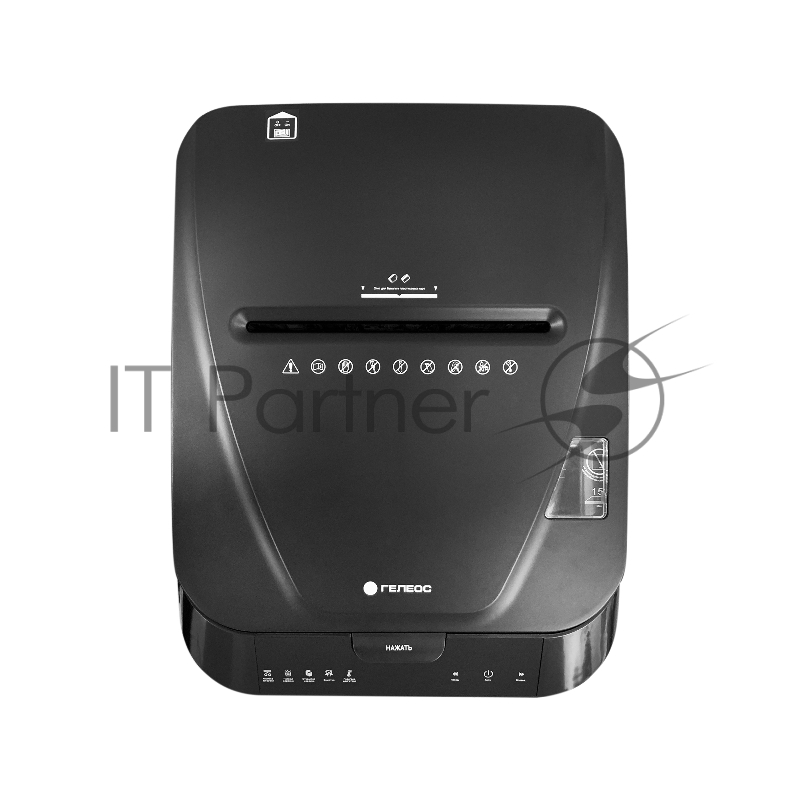 Шредер ГЕЛЕОС АП40-4, DIN P-4 (4 ур-нь секр.), фрагмент 3,9х12мм, АВТОПОДАЧА 170 лист (70г/м2), пл.карты/скрепки/скобы, 37 литров