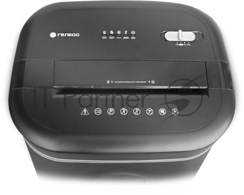 Шредер ГЕЛЕОС УМ28-5, DIN P-5 (5 ур-нь секр.), 28 литров, фрагмент 1,9х12мм, 13-14 лист (70г/м2), CD/пл.карты/скрепки/скобы,