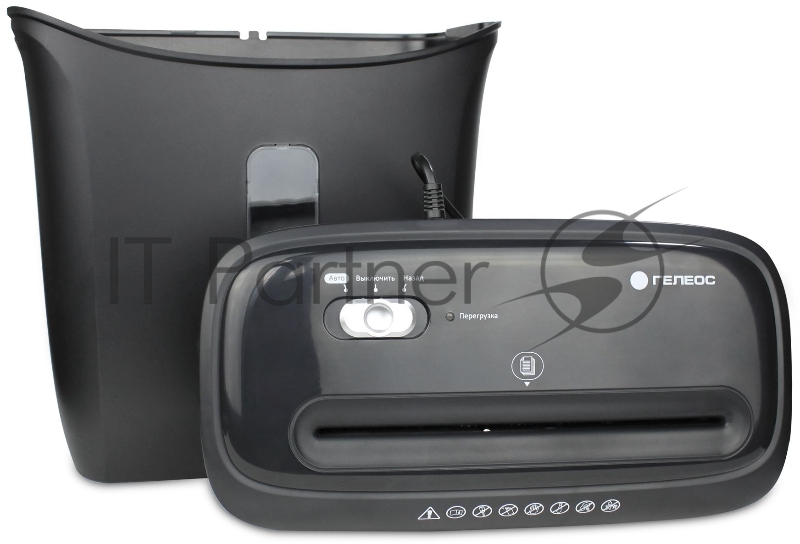 Шредер ГЕЛЕОС УД14-5, (DIN P-5), фрагмент 1,9х12мм, 5-6 лист (70г/м2), скобы, 14 литров