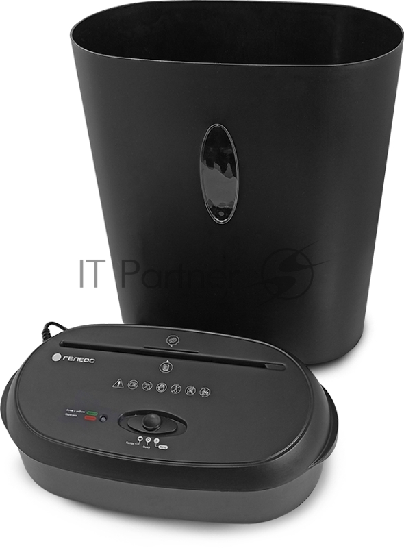 Уничтожитель документов ГЕЛЕОС УМ24-4 Уничтожитель документов ГЕЛЕОС УМ24-4, DIN P-4 (4 ур-нь секр.), фрагмент 3,9х38мм, 17 лист (70г/м2), CD/пл.карты/скрепки/скобы, 24 литра