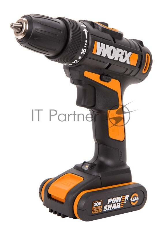 Дрель-шуруповерт аккумуляторная WORX WX101.1 20В, 1.5Ач x2, кейс