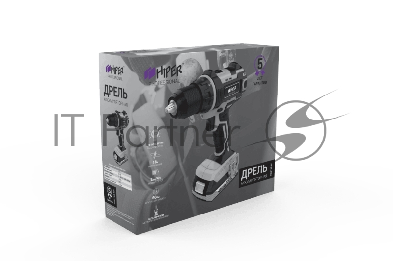 Дрель PROF HIPER аккумуляторная HCD18C KIT 18 В, 60Нм, в кейсе