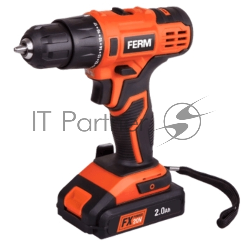Аккумуляторная дрель-шуруповёрт FERM CDM1164 Li-Ion 20 В, 1 аккум. 2.0 Aч,25 Hм, 20В, БЗП, 2 скорости,:LED подсветка, бита, кейс, ЗУ