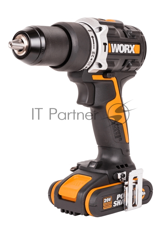 Дрель-шуруповерт ударная аккумуляторная WORX WX352, 60Нм, 20В, бесщеточная, 2Ач x2, ЗУ 2А, кейс
