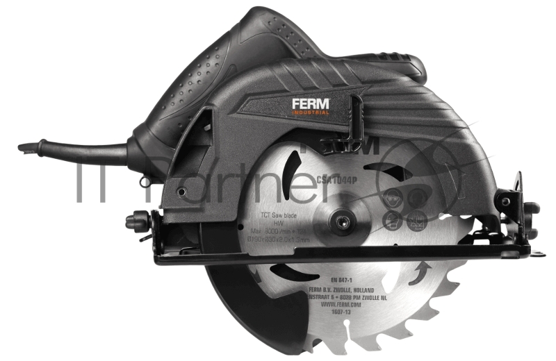Пила циркулярная FERM CSM1041P, 185x20, 1200 Вт., 5000 об.мин., глубина пропила 65мм, коробка