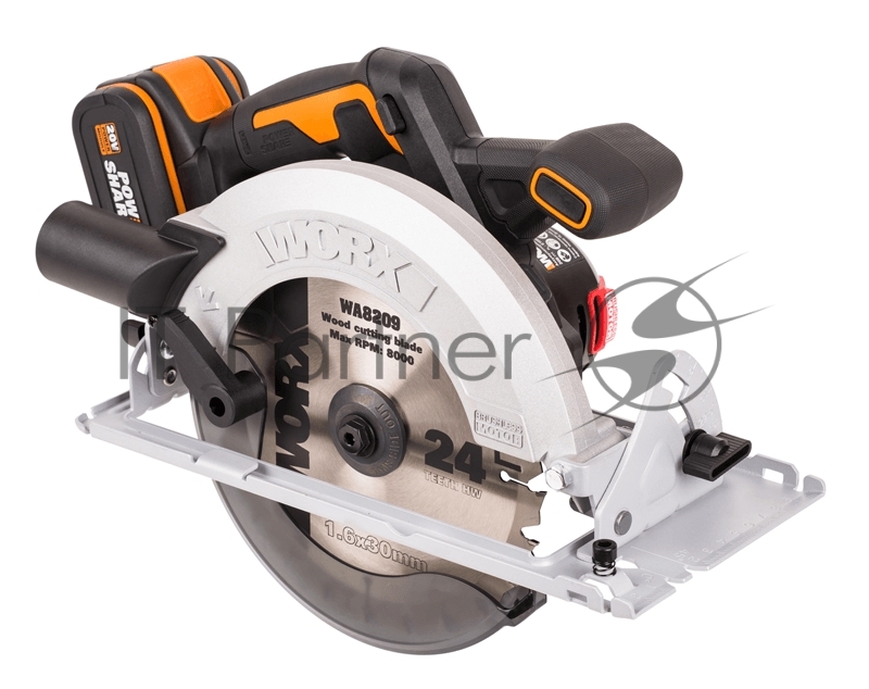 Циркулярная пила аккумуляторная бесщеточная WORX WX520, 20В 190 мм, 4Ач х1, ЗУ 2А, сумка, коробка