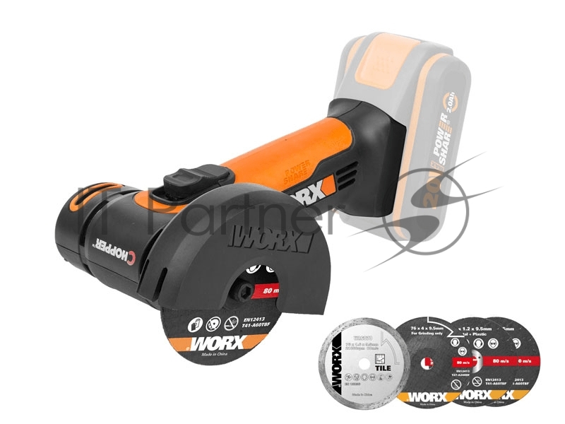 Угловая шлифмашина аккумуляторная WORX WX801.9 20В, 76 мм, без АКБ и ЗУ