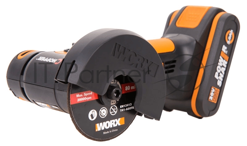 Угловая шлифмашина аккумуляторная WORX WX801 20В, 76 мм, 1*2,0Ач, кейс