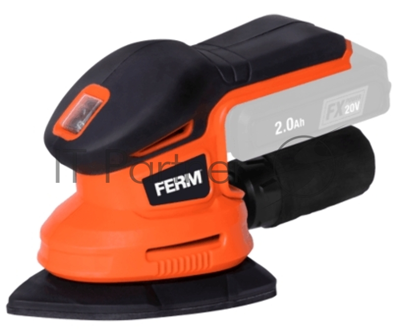 Аккумуляторная орбитальная шлифмашина FERM PSM1033 Li-Ion 20 В Компл. Solo (без акк. и ЗУ), 10000 об.мин., адаптер пылесоса, мешок для пыли, 6 шт. шлиф.бумаги (P60, P80, P120)